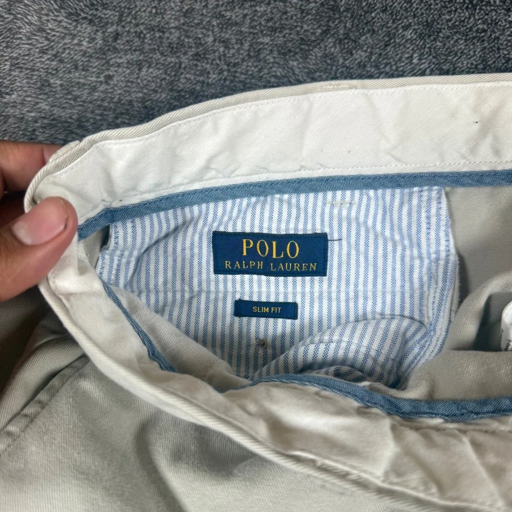 Polo Ralph Lauren Slim Fit Chino Pants Mens 36x32 Khaki Tan Cotton Trousers